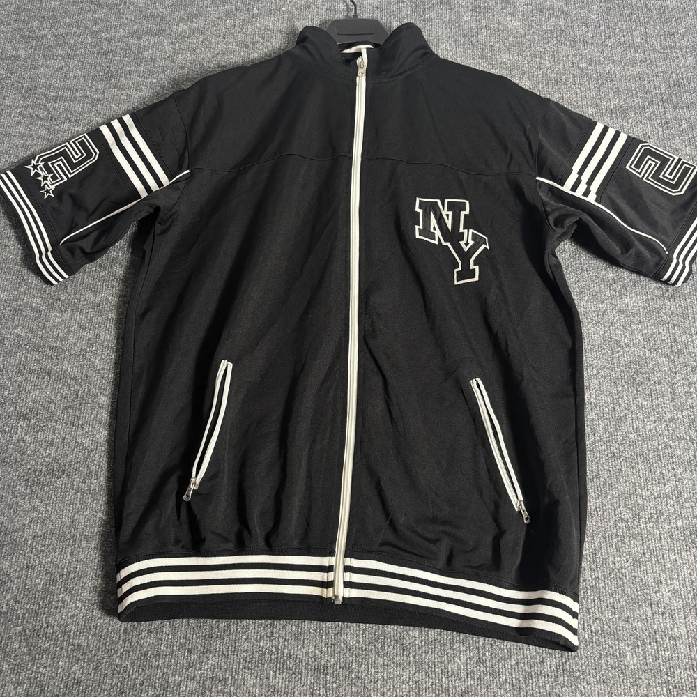 New York Yankees Jacket Mens Medium Black MLB Baseball Full Zip Short Sleeve
